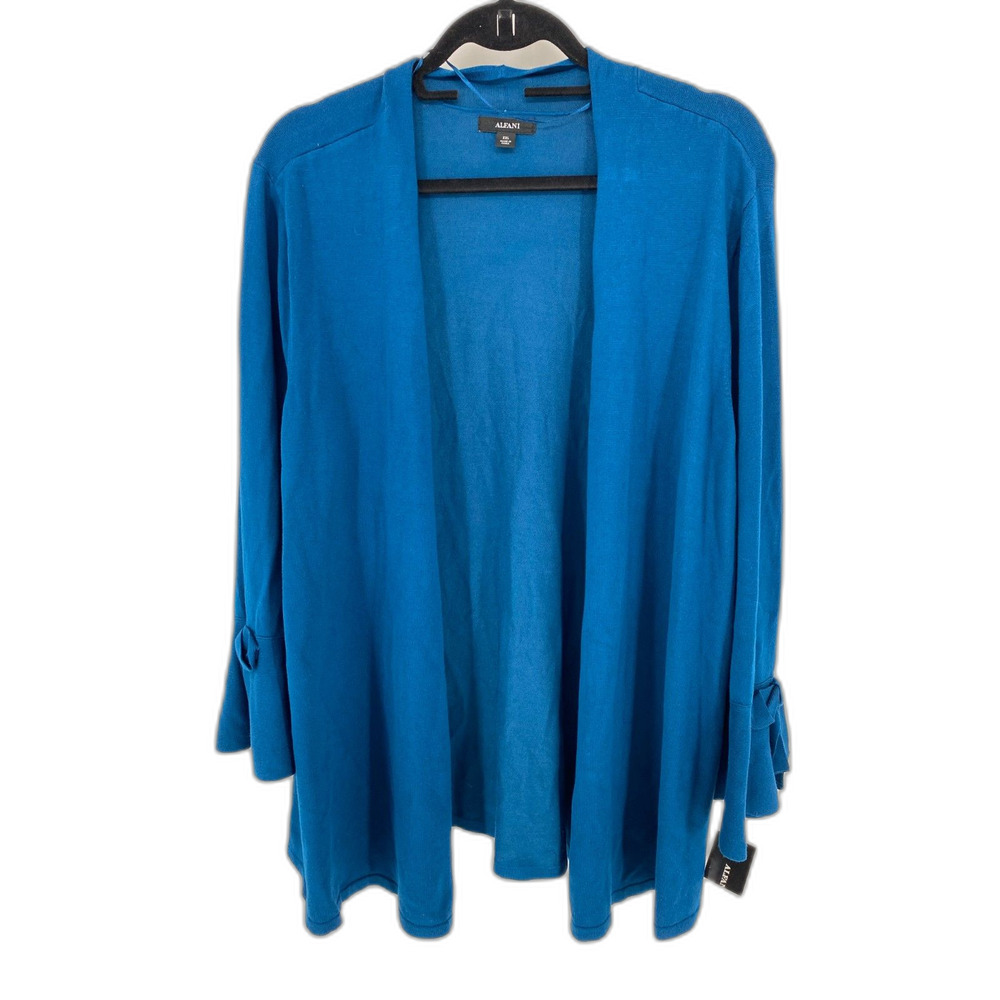 NWT ALFANI Womens Teal Tie Long Sleeve Open Cardigan Sweater XXL